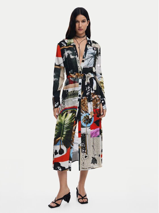 DESIGUAL Рокля тип риза Collage 25SWVW45 Regular Fit
