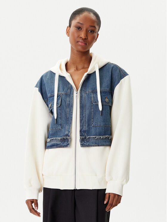 DESIGUAL Суитшърт Trucker 25WWSK06 Екрю Loose Fit