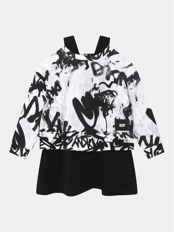 DKNY Плетена рокля D32888 D Черен Regular Fit