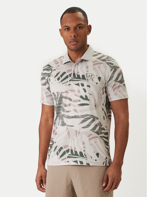 EA7 Emporio Armani Тениска с яка и копчета 7M001286 AF22175 F8040 Екрю Regular Fit