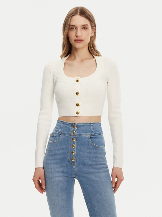 Elisabetta Franchi Кардиган MK53S51E2 Екрю Regular Fit
