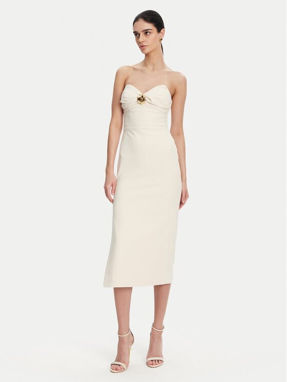 Elisabetta Franchi Коктейлна рокля AB-769-51E2 Екрю Regular Fit