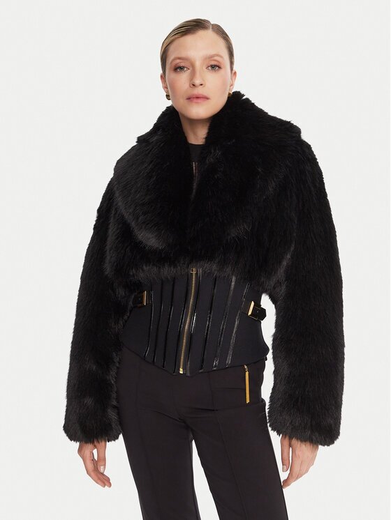 Elisabetta Franchi Кожено палто GB-05A-57E2-V980 Regular Fit