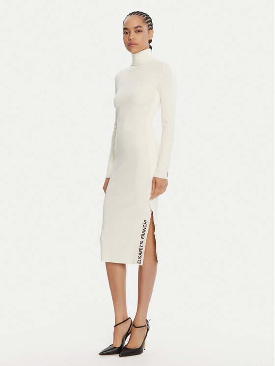 Elisabetta Franchi Плетена рокля AM-03S-56E2-V390 Екрю Slim Fit