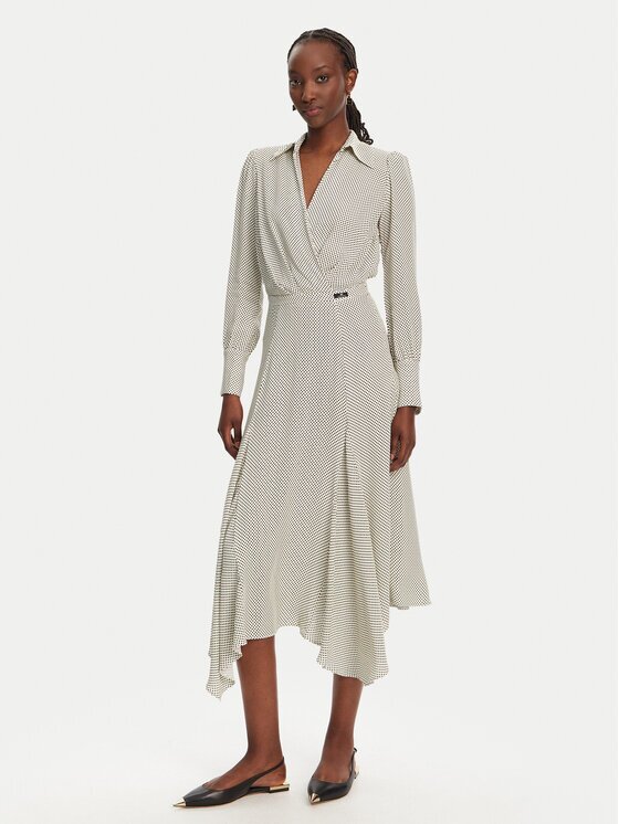 Elisabetta Franchi Рокля тип риза AB86552E2 E84 Екрю Regular Fit