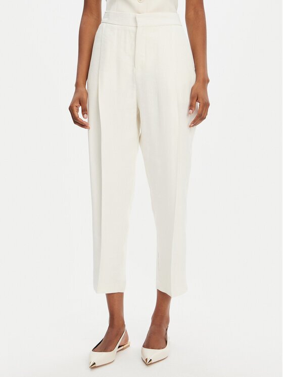Elisabetta Franchi Текстилни панталони PA-094-52E2-V450 Екрю Regular Fit