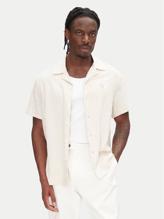 Filling Pieces Риза Resort 9179980 Екрю Regular Fit