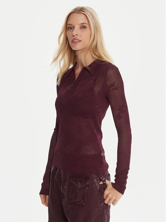 G-STAR Raw Блуза Pointelle D26657-B754 Бордо Slim Fit
