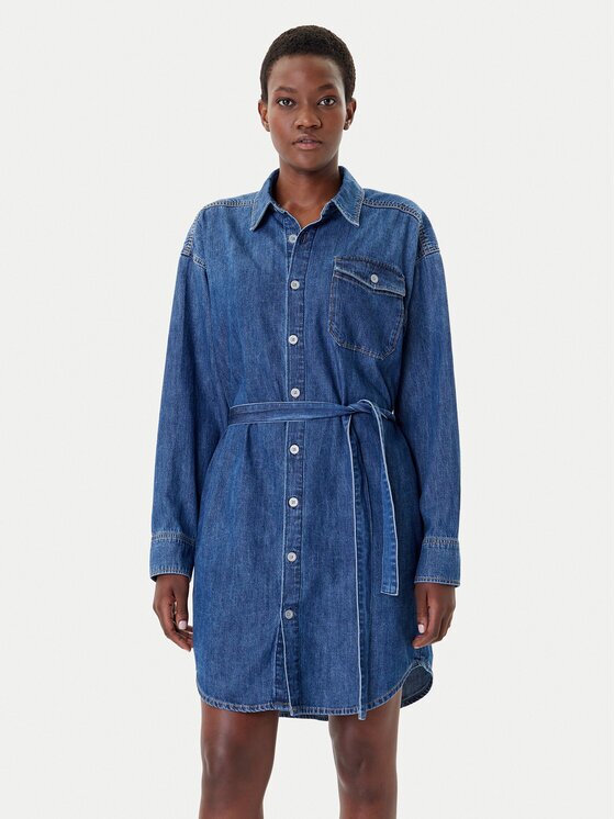 G-STAR Raw Дънкова рокля D26814-D252 Тъмносин Regular Fit