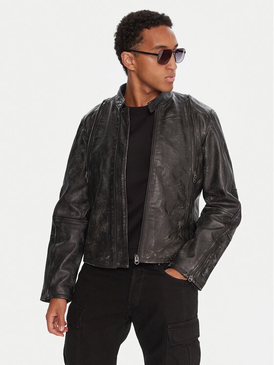 G-STAR Raw Кожено яке D26931-E082 Сив Regular Fit