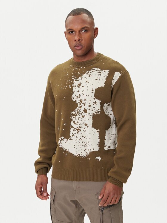 G-STAR Raw Пуловер Sprayed 89 D27772-D488 Зелен Relaxed Fit