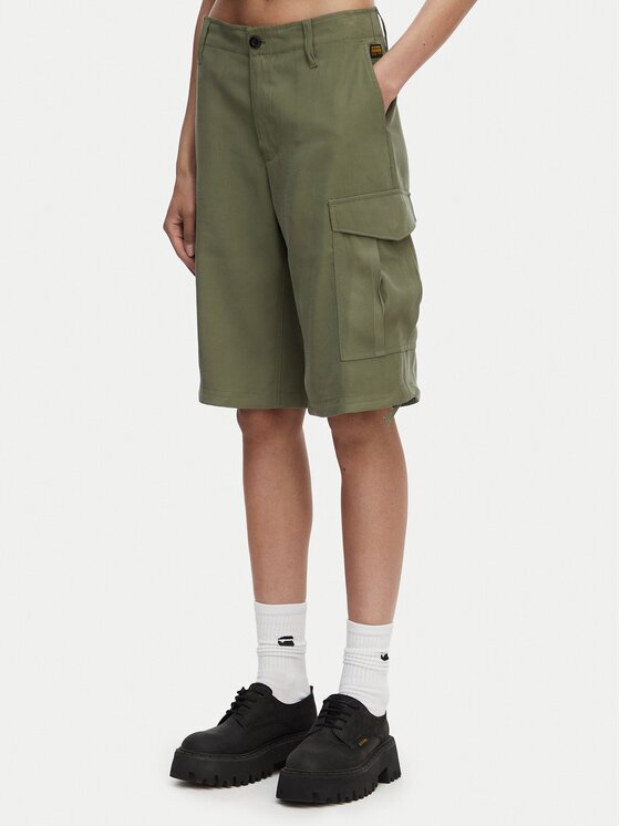 G-STAR Raw Шорти от плат Bermuda Cargo D29016-D522 Тъмнозелен Relaxed Fit