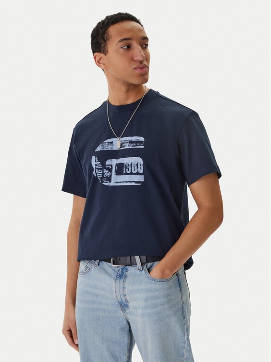 G-STAR Raw Тишърт G Icon Graphic D28823-E385 Тъмносин Regular Fit