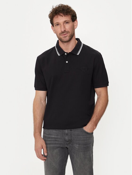 Gant Тениска с яка и копчета Contrast 2013039 Regular Fit