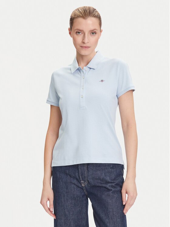 Gant Тениска с яка и копчета Shield 4200870 Slim Fit