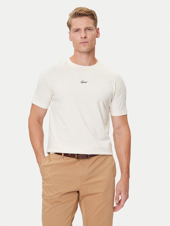 Gant Тишърт Small Graphic 2003343 Екрю Regular Fit