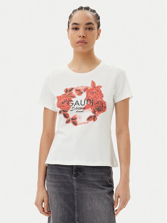 Gaudi Тишърт 511FD64014 Екрю Regular Fit