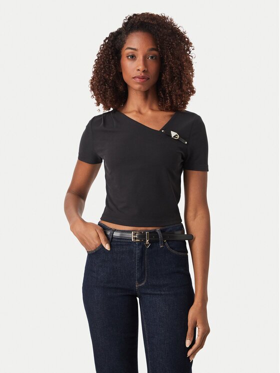 GUESS Блуза W6YP33 K4383 Черен Slim Fit