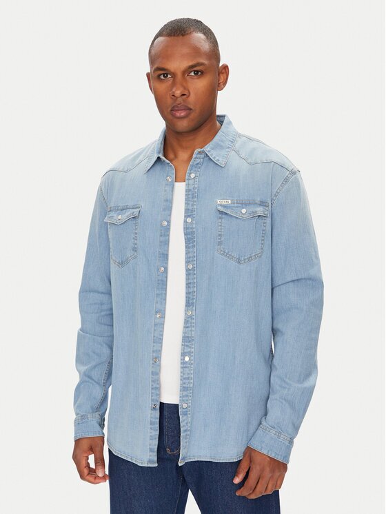 GUESS дънкова риза M4GH02 D3PF5 Slim Fit