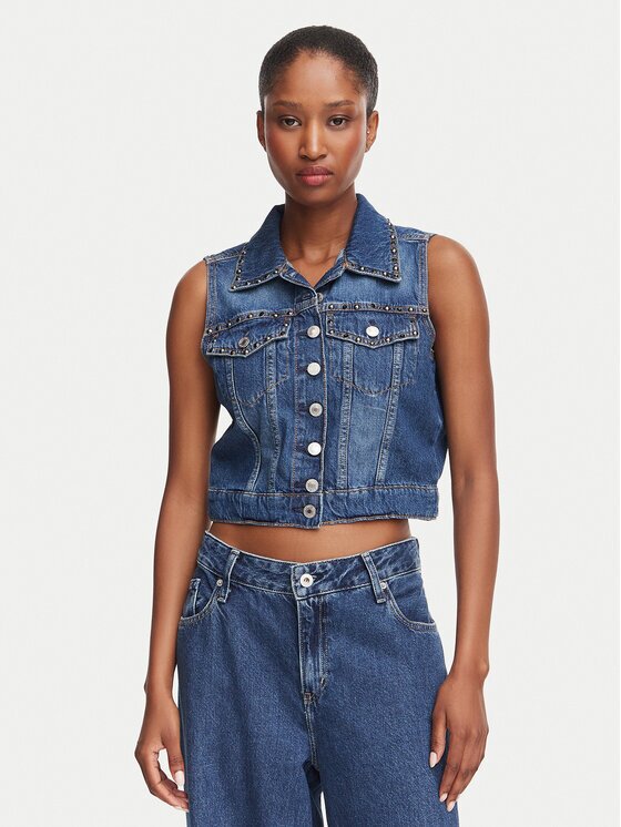 GUESS Елек W6YN06 D1344 Син Regular Fit