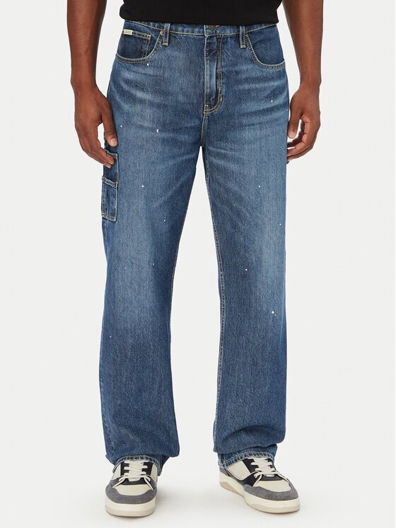 GUESS JEANS Дънки M6YAB3 D2255 Син Relaxed Fit