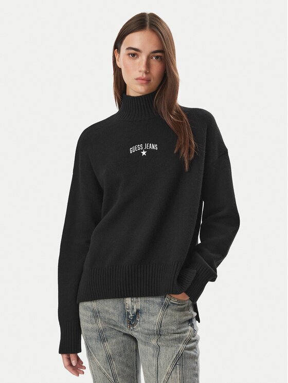 GUESS JEANS Пуловер W6BR09 Z1252 Черен Relaxed Fit