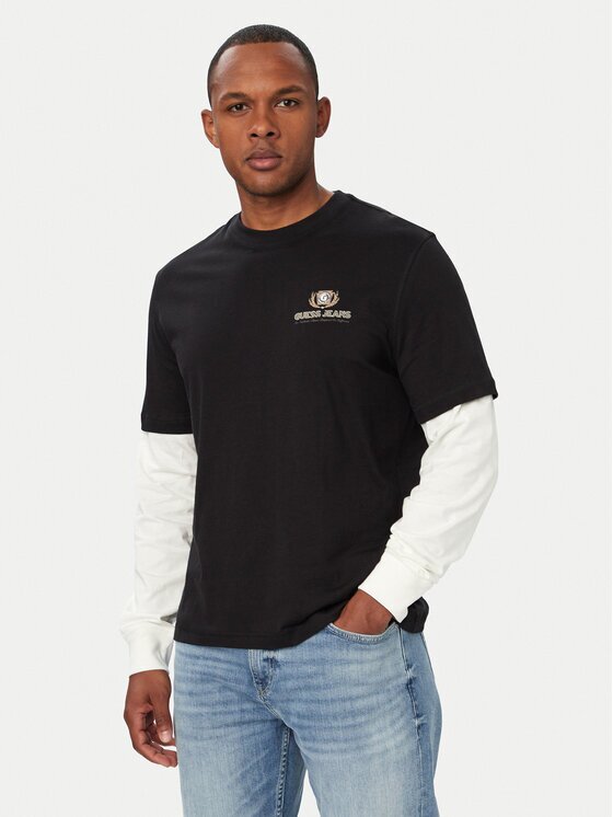 GUESS JEANS Тениска с дълъг ръкав M6YI04 K3644 Черен Regular Fit
