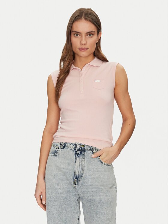 GUESS JEANS Тениска с яка и копчета W5GP24 KCYR1 Regular Fit