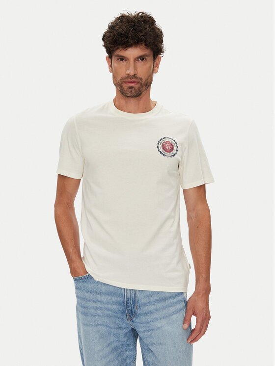 GUESS JEANS Тишърт M5YI04 K8HM0 Екрю Regular Fit
