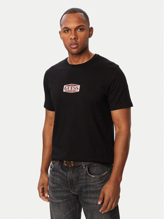 GUESS JEANS Тишърт M6BI09 K5324 Черен Regular Fit