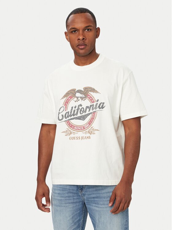 GUESS JEANS Тишърт M6YI14 K3945 Кремав Regular Fit