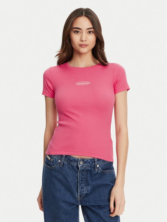 GUESS JEANS Тишърт W5YP37 KA0H1 Екрю Slim Fit