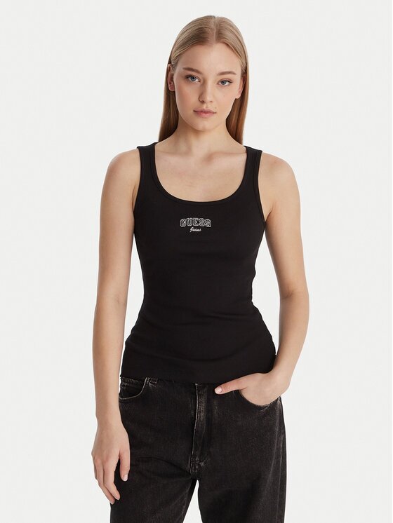 GUESS JEANS топ W6RP20 KA0H1 Екрю Slim Fit