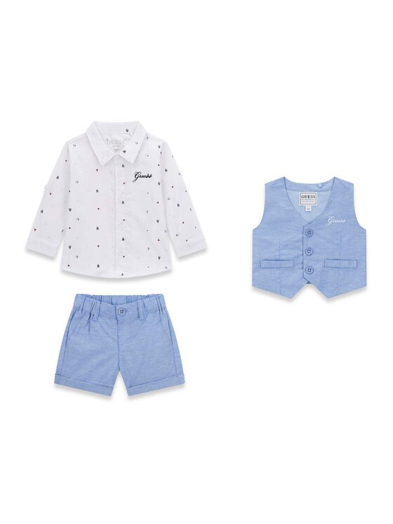 GUESS Комплект риза елек и текстилен панталон I6RG12 WF6P0 Regular Fit