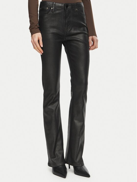 GUESS Панталони от имитация на кожа W6BA0L D2083 Bootcut Fit