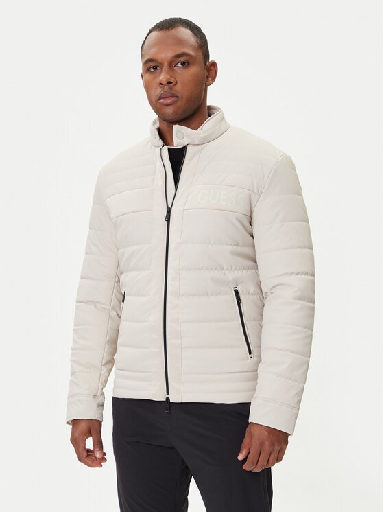 GUESS Преходно яке M4YL16 WFHD0 Екрю Regular Fit