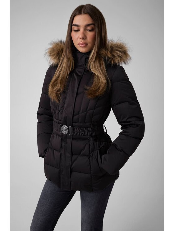 GUESS Пухено яке W6BL38 W4087 Черен Slim Fit