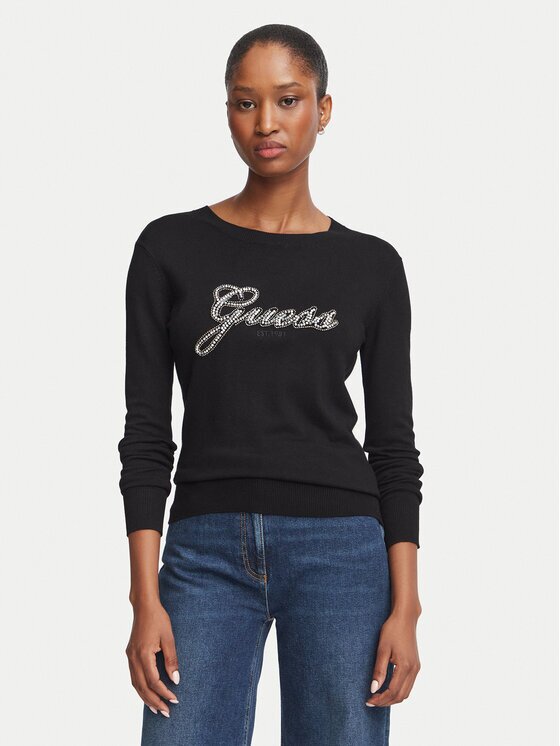 GUESS Пуловер W6BR53 Z1454 Черен Regular Fit