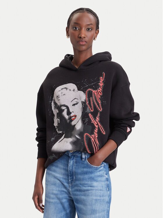 GUESS Суитшърт W6BQ18 K6664 Черен Oversize