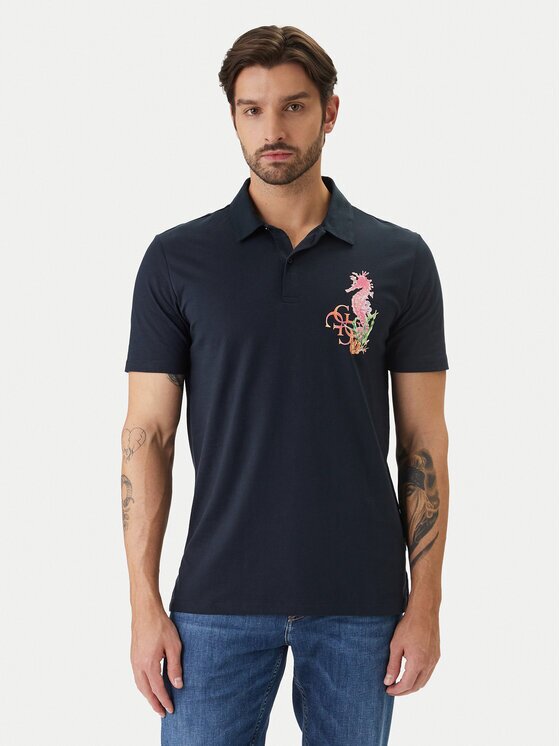 GUESS Тениска с яка и копчета F6GP01 K8FQ4 Regular Fit