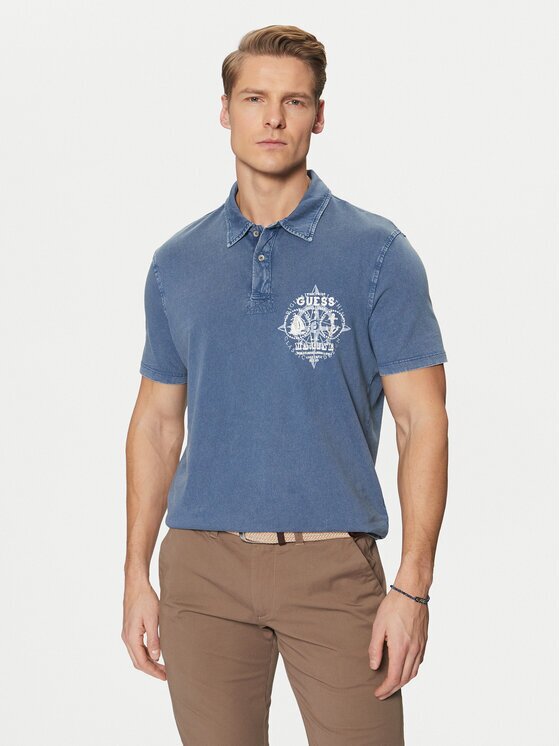 GUESS Тениска с яка и копчета M5RP10 KCMY0 Regular Fit