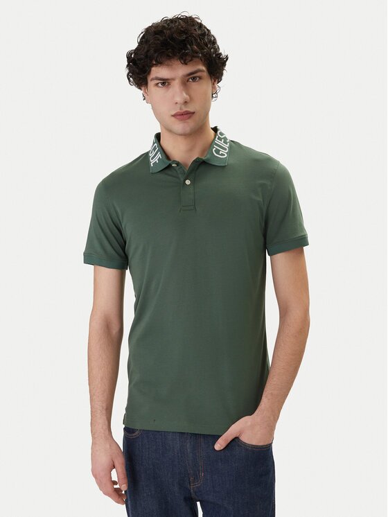 GUESS Тениска с яка и копчета M6GP66 K3070 Slim Fit