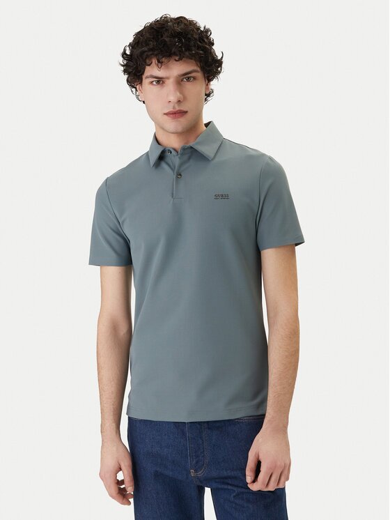 GUESS Тениска с яка и копчета M6RP02 KD202 Slim Fit