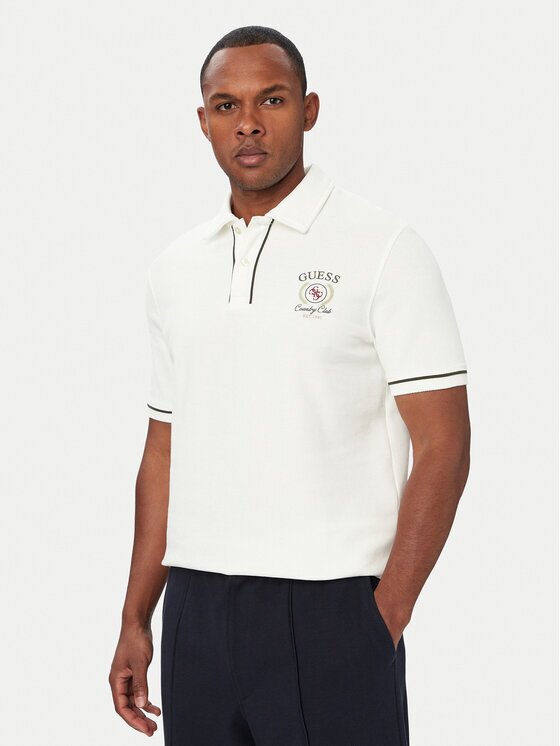 GUESS Тениска с яка и копчета M6YP17 K4398 Кремав Regular Fit