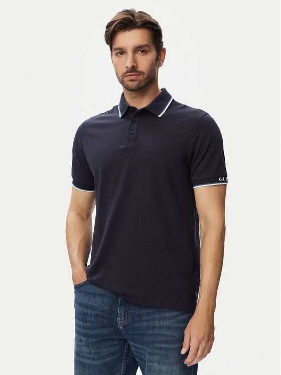GUESS Тениска с яка и копчета M6YP28 K4475 Slim Fit