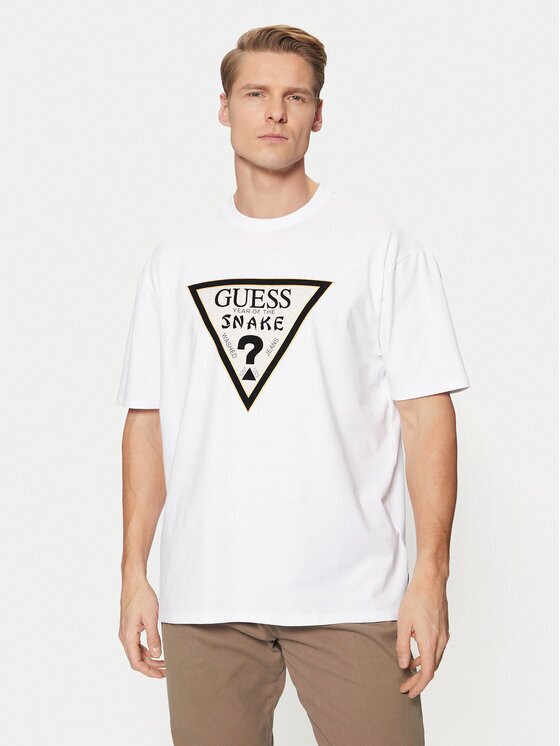 GUESS Тишърт M5RI91 KAC30 Бял Oversize