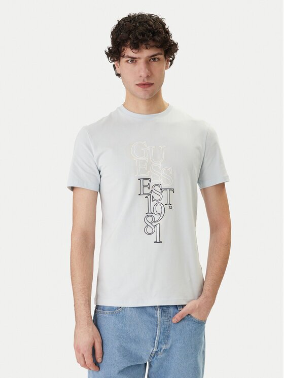 GUESS Тишърт M6GI10 K2991 Светлосиньо Slim Fit