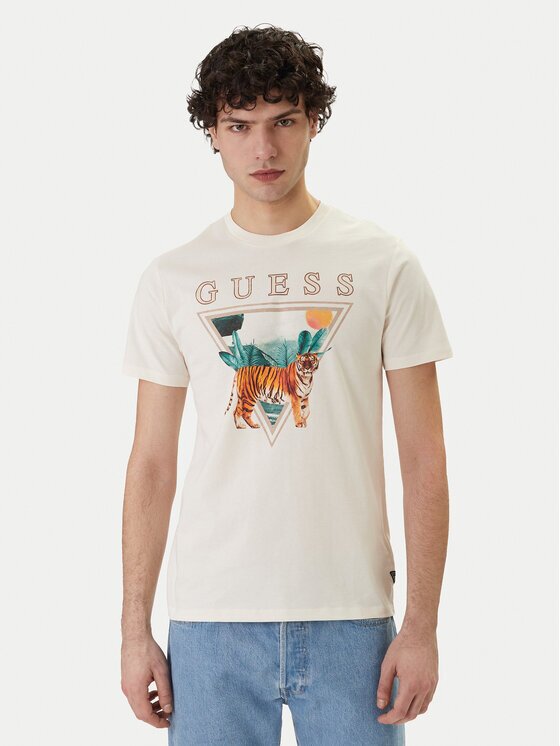 GUESS Тишърт M6GI33 K3310 Екрю Regular Fit