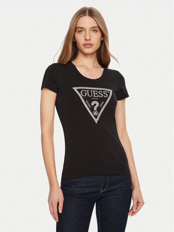 GUESS Тишърт SS CN SHINY TRIANGLE Shirt Fit