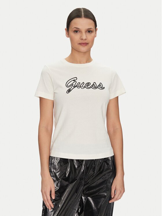 GUESS Тишърт V5GI02 K9RM1 Екрю Slim Fit